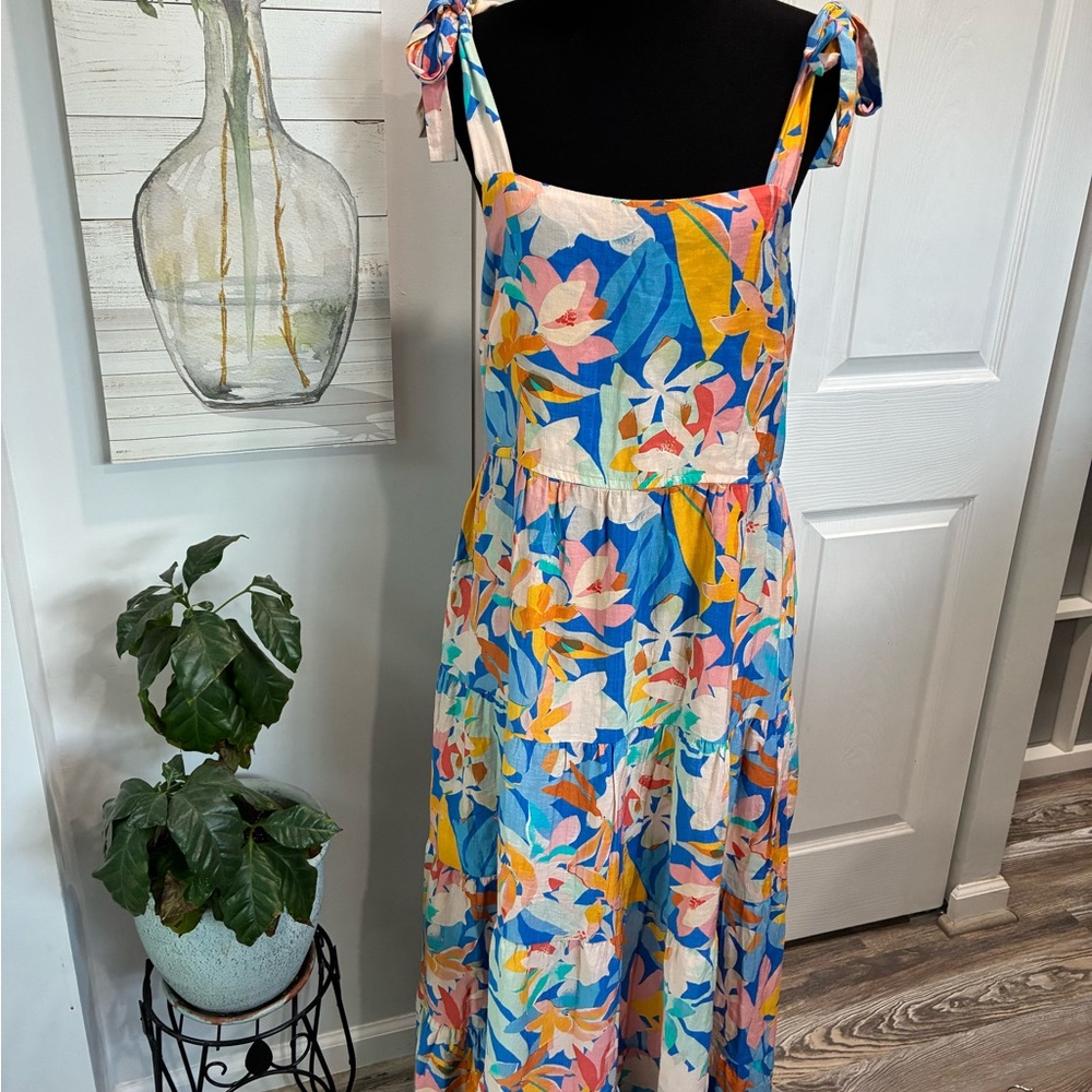 Floral Sleeveless Dress with Tie Straps